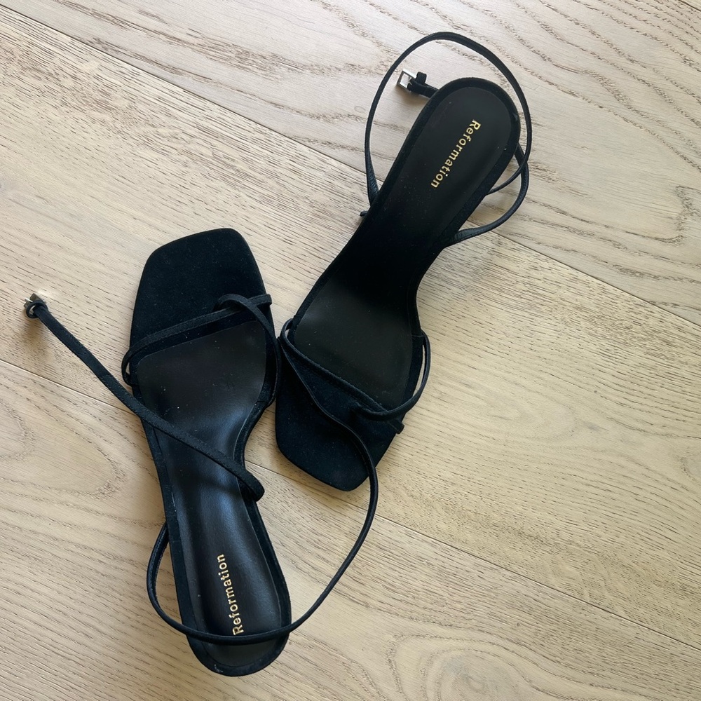 Reformation Black Strappy Sandals